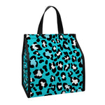 Turquoise Leopard Print Insulated Lunch Tote