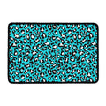 Turquoise Leopard Print Kitchen Mat