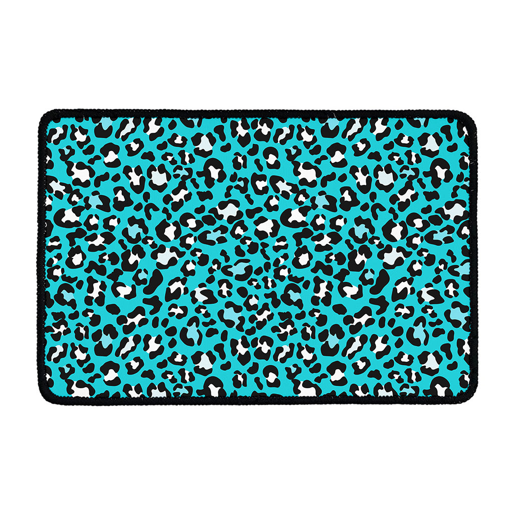 Turquoise Leopard Print Kitchen Mat
