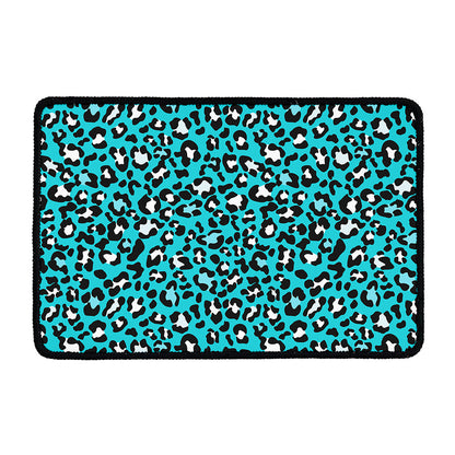 Turquoise Leopard Print Kitchen Mat