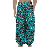 Turquoise Leopard Print Lantern Pants