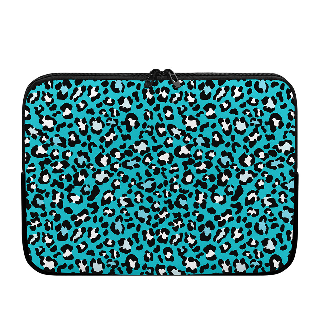 Turquoise Leopard Print Laptop Sleeve