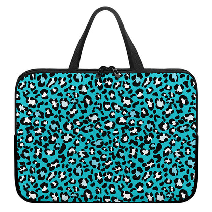 Turquoise Leopard Print Laptop Sleeve With Handle