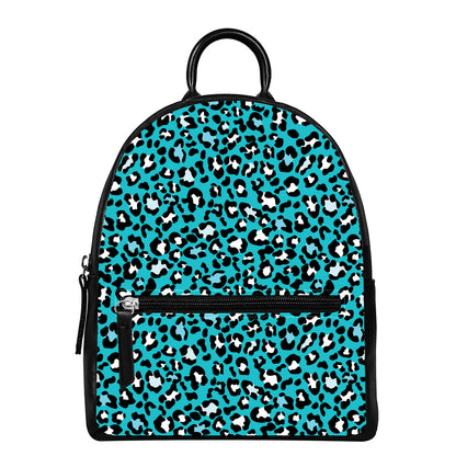 Turquoise Leopard Print Leather Backpack