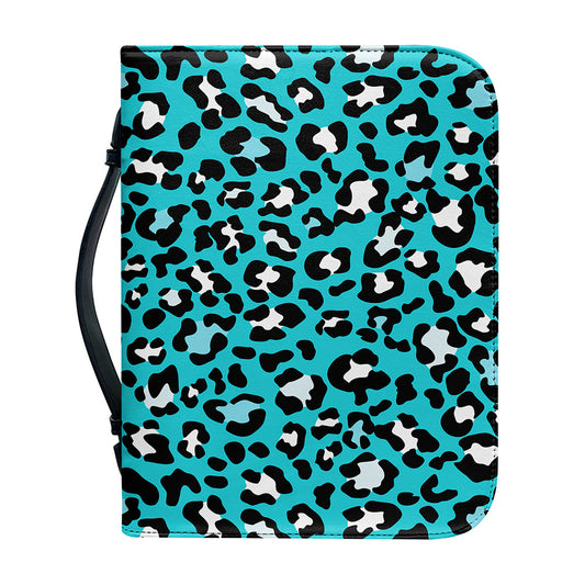 Turquoise Leopard Print Leather Bible Cover