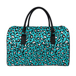 Turquoise Leopard Print Leather Duffle Bag