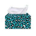 Turquoise Leopard Print Leather Tissue Box Cover