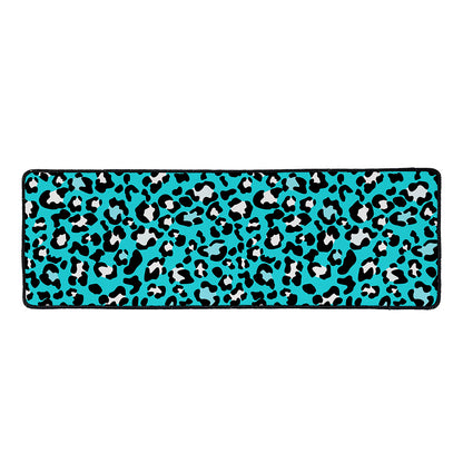 Turquoise Leopard Print Long Kitchen Mat