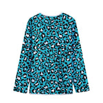 Turquoise Leopard Print Long Sleeve Short Coat