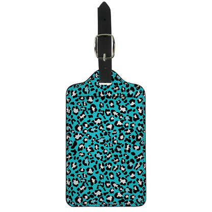 Turquoise Leopard Print Luggage Tag