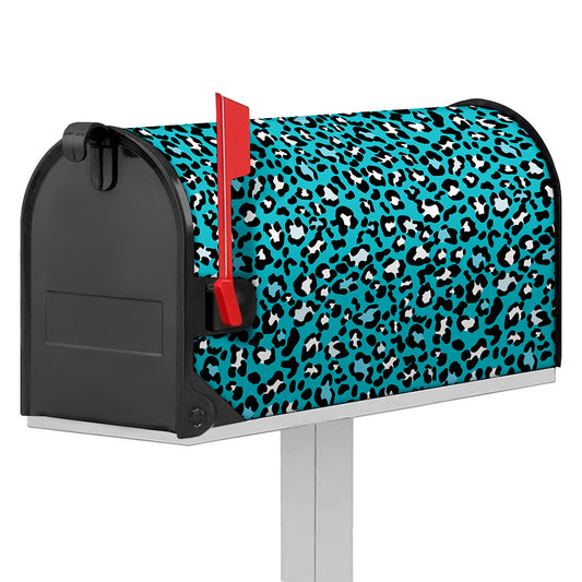 Turquoise Leopard Print Mailbox Cover