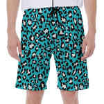 Turquoise Leopard Print Men's Beach Shorts