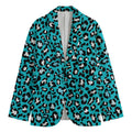 Turquoise Leopard Print Men's Blazer