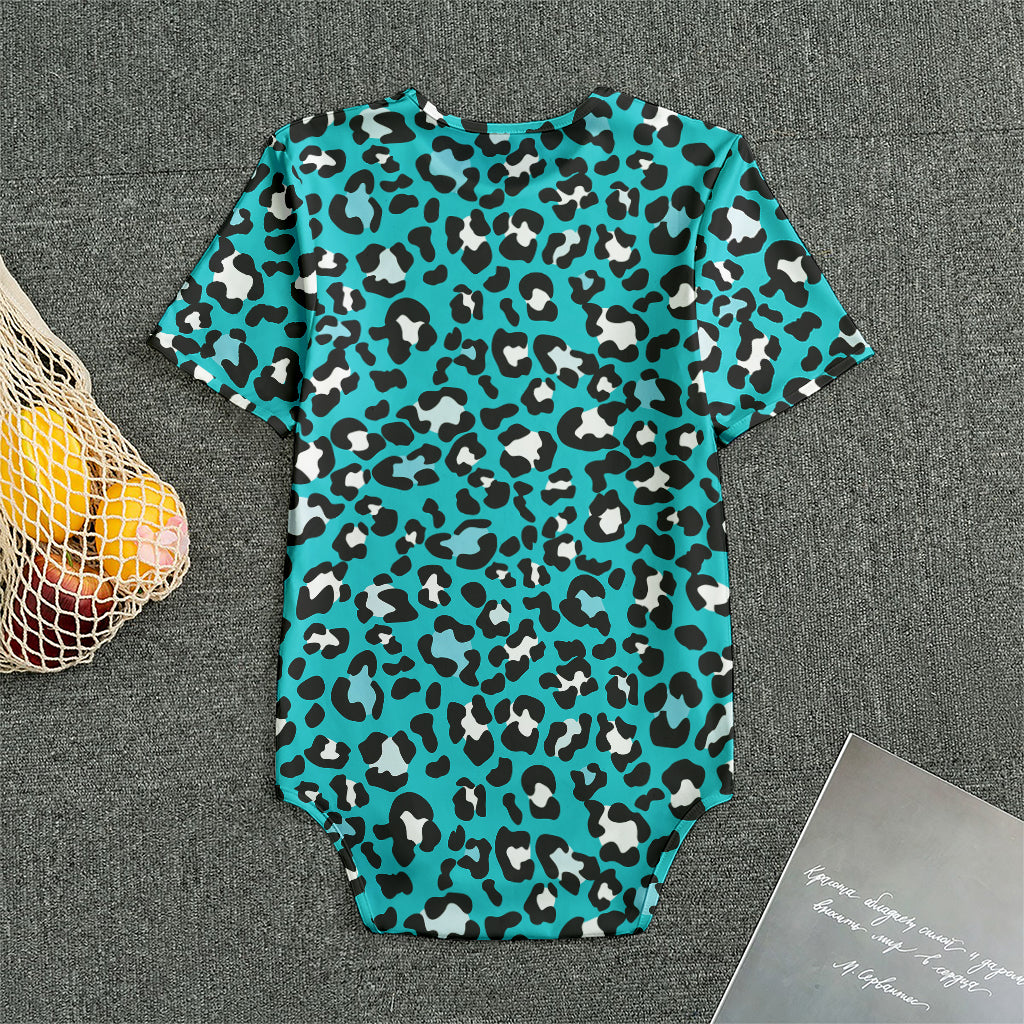 Turquoise Leopard Print Men's Bodysuit