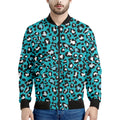 Turquoise Leopard Print Men's Bomber Jacket