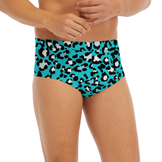 Turquoise Leopard Print Men's Briefs