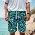 Turquoise Leopard Print Men's Cargo Shorts