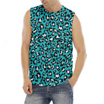 Turquoise Leopard Print Men's Fitness Tank Top