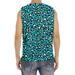 Turquoise Leopard Print Men's Fitness Tank Top