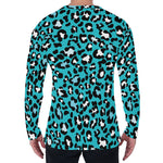 Turquoise Leopard Print Men's Long Sleeve T-Shirt