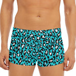 Turquoise Leopard Print Men's Short Boxer Briefs