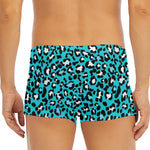 Turquoise Leopard Print Men's Short Boxer Briefs