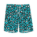 Turquoise Leopard Print Men's Athletic Shorts