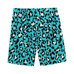 Turquoise Leopard Print Men's Sports Shorts