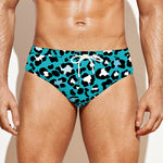 Turquoise Leopard Print Men's Swim Briefs