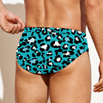 Turquoise Leopard Print Men's Swim Briefs
