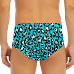 Turquoise Leopard Print Men's Triangle Swim Briefs
