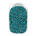 Turquoise Leopard Print Mesh Laundry Hamper