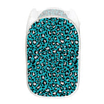 Turquoise Leopard Print Mesh Laundry Hamper