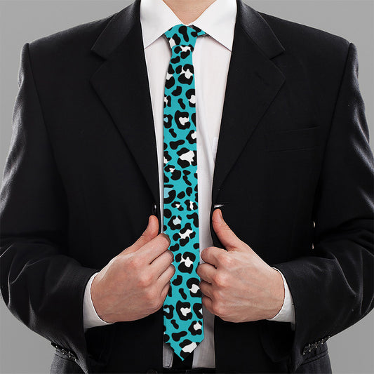 Turquoise Leopard Print Necktie