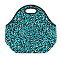 Turquoise Leopard Print Neoprene Lunch Bag
