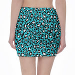Turquoise Leopard Print Pencil Mini Skirt