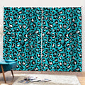 Turquoise Leopard Print Pencil Pleat Curtains