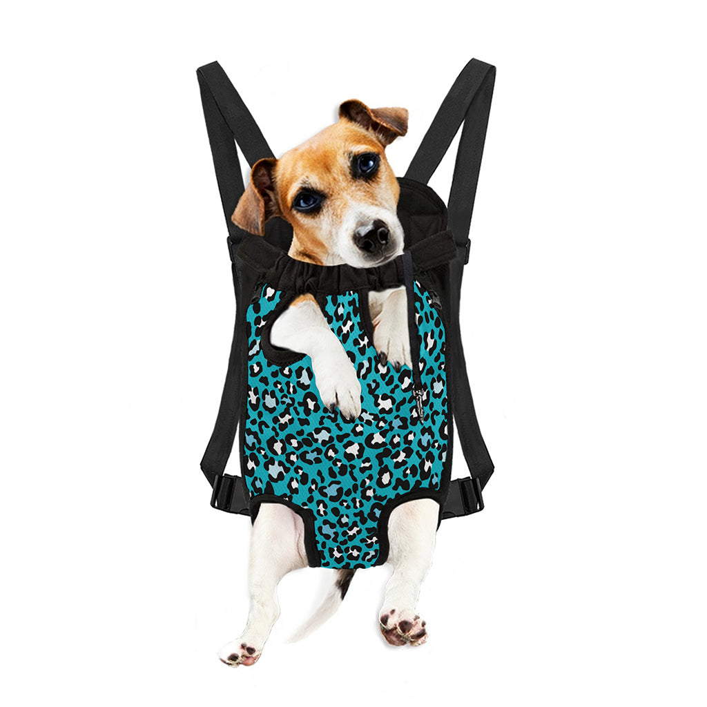 Turquoise Leopard Print Pet Carrier Backpack