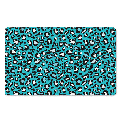 Turquoise Leopard Print Polyester Doormat