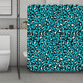 Turquoise Leopard Print Polyester Shower Curtain