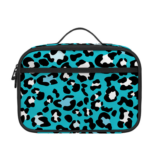 Turquoise Leopard Print Portable Lunch Bag