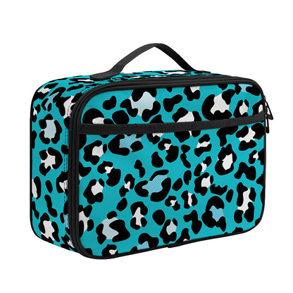 Turquoise Leopard Print Portable Lunch Bag