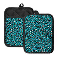 Turquoise Leopard Print Pot Holders With Pocket