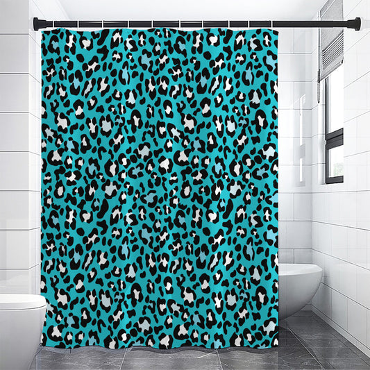 Turquoise Leopard Print Premium Shower Curtain