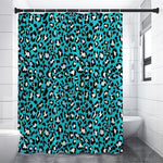 Turquoise Leopard Print Premium Shower Curtain