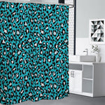 Turquoise Leopard Print Premium Shower Curtain
