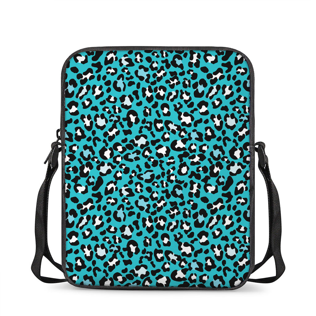Turquoise Leopard Print Rectangular Crossbody Bag