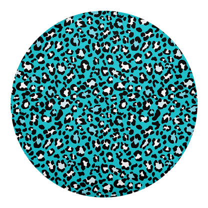 Turquoise Leopard Print Round Blanket