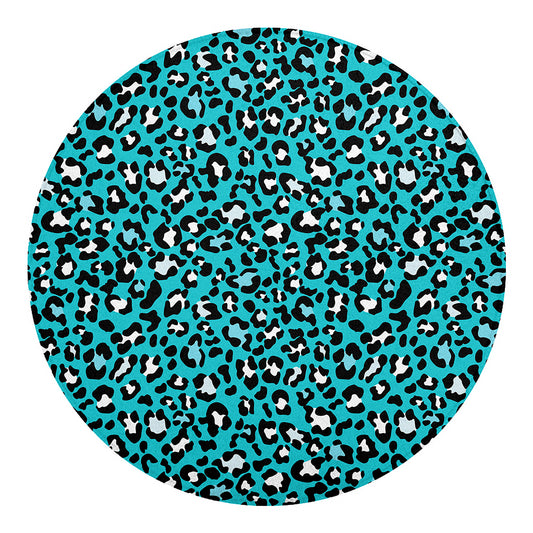 Turquoise Leopard Print Round Blanket
