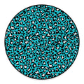 Turquoise Leopard Print Round Floor Mat